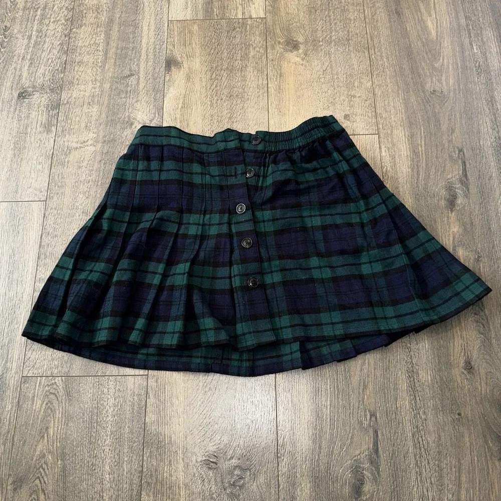 NWT Gap Teens Tartan Plaid‎ Mini Skirt Sz 14-16 Green Pleated Preppy Academia